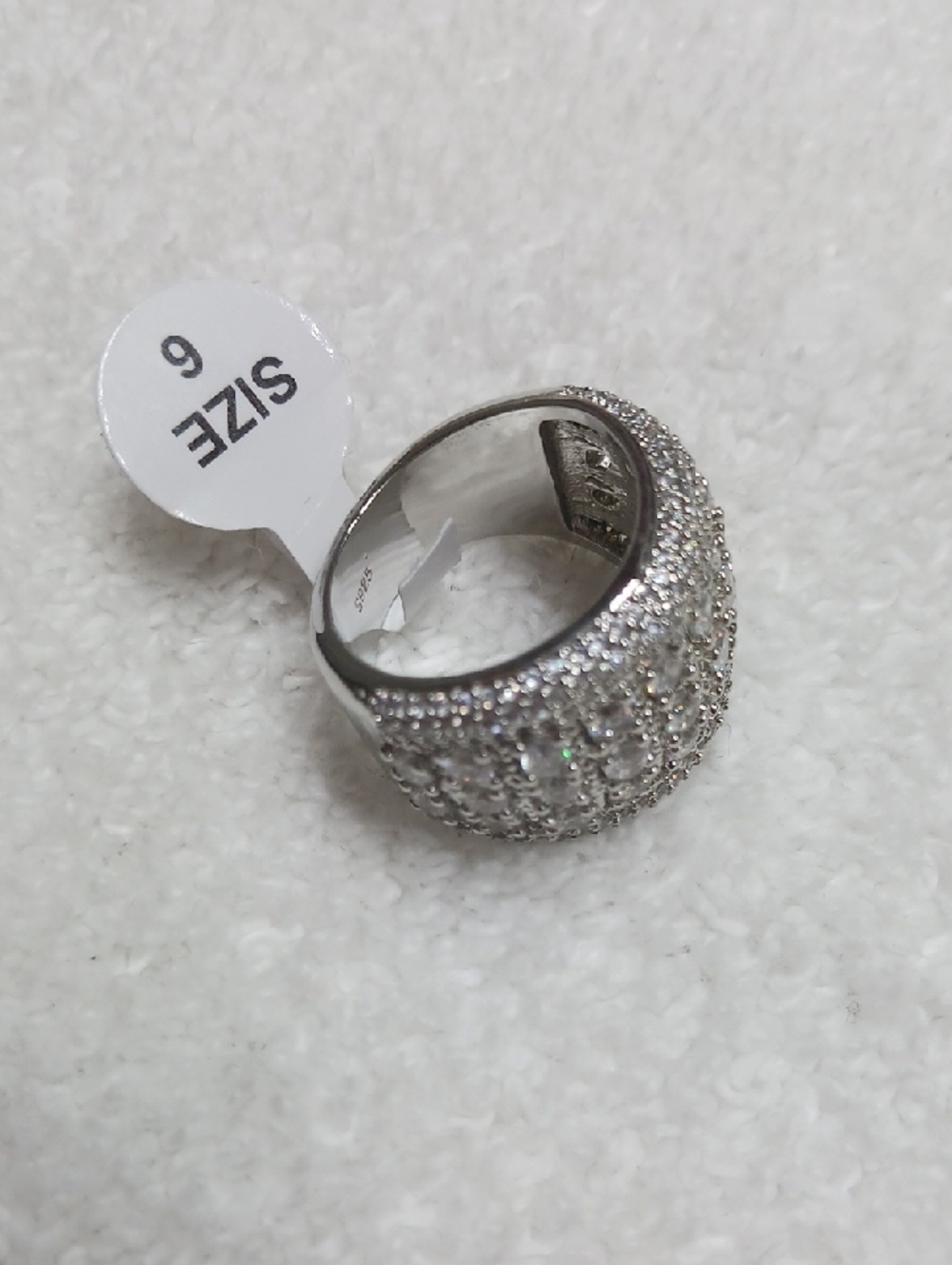 NWT Crystal Pave Wide Band Ring Silver